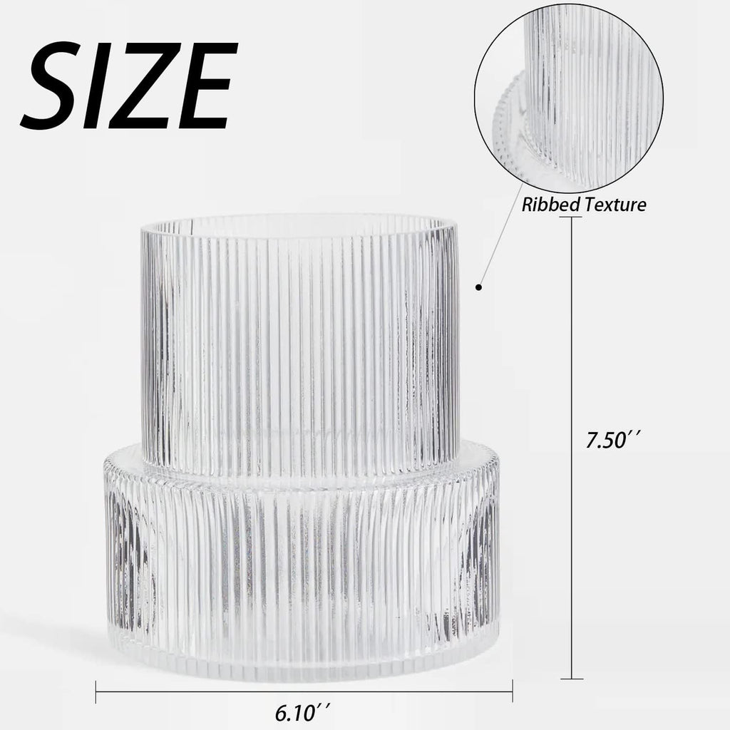 Clear Fluted Glass Flower Vase