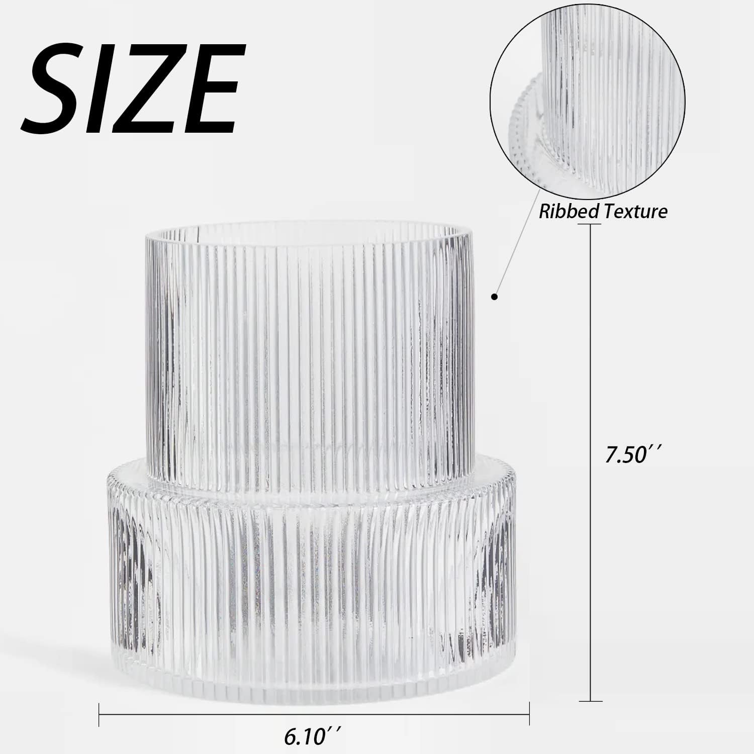 Clear Fluted Glass Flower Vase