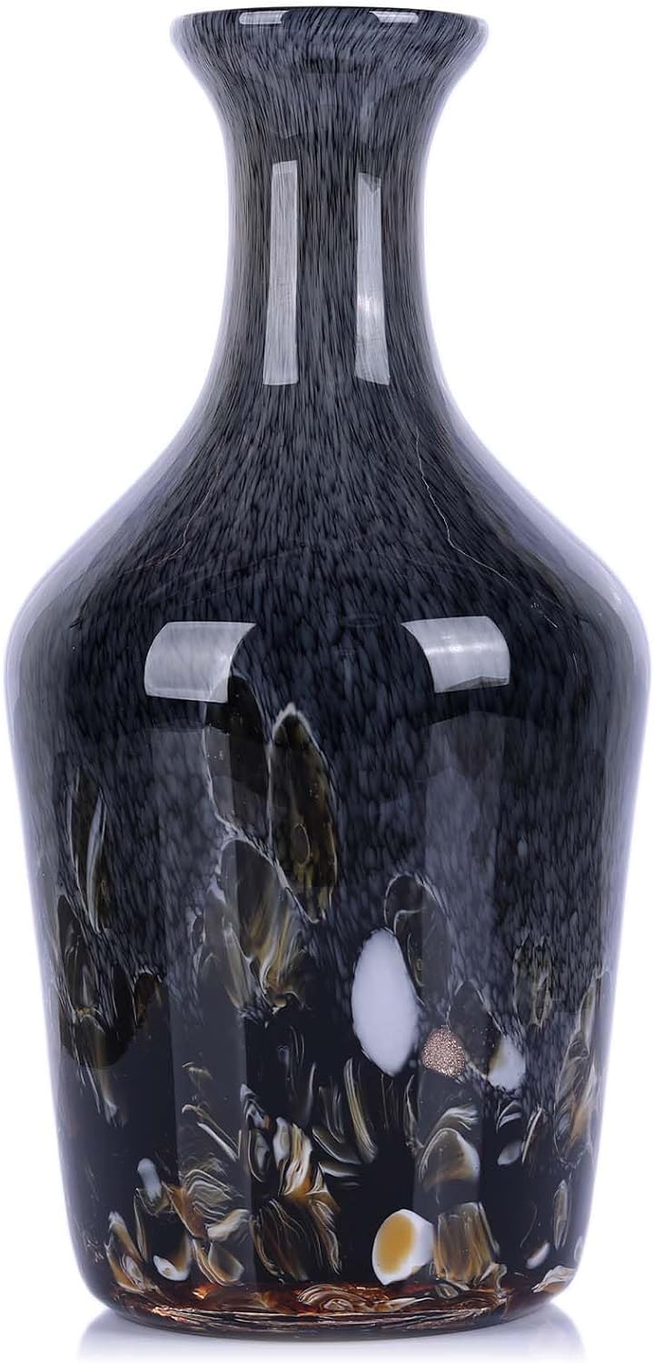 Gray Murano Style Bubble Glass Vase