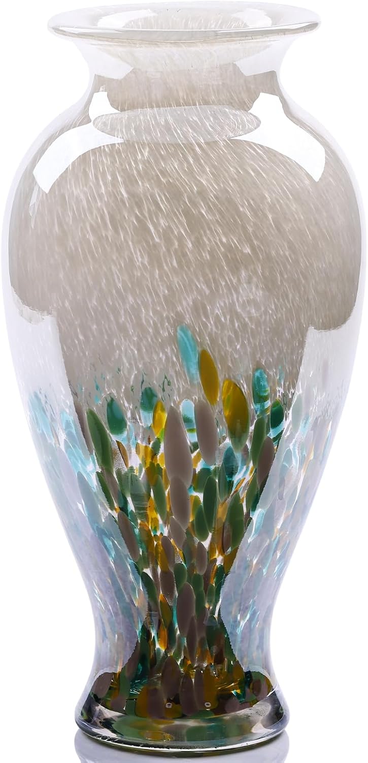 Tall Green Opaque Glass Vase