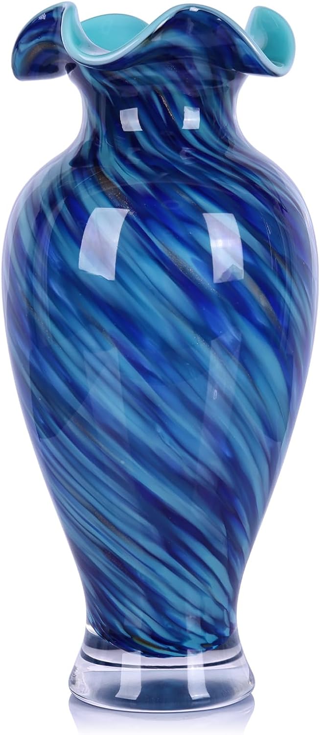 Tall Ruffle Glass Flower Vase