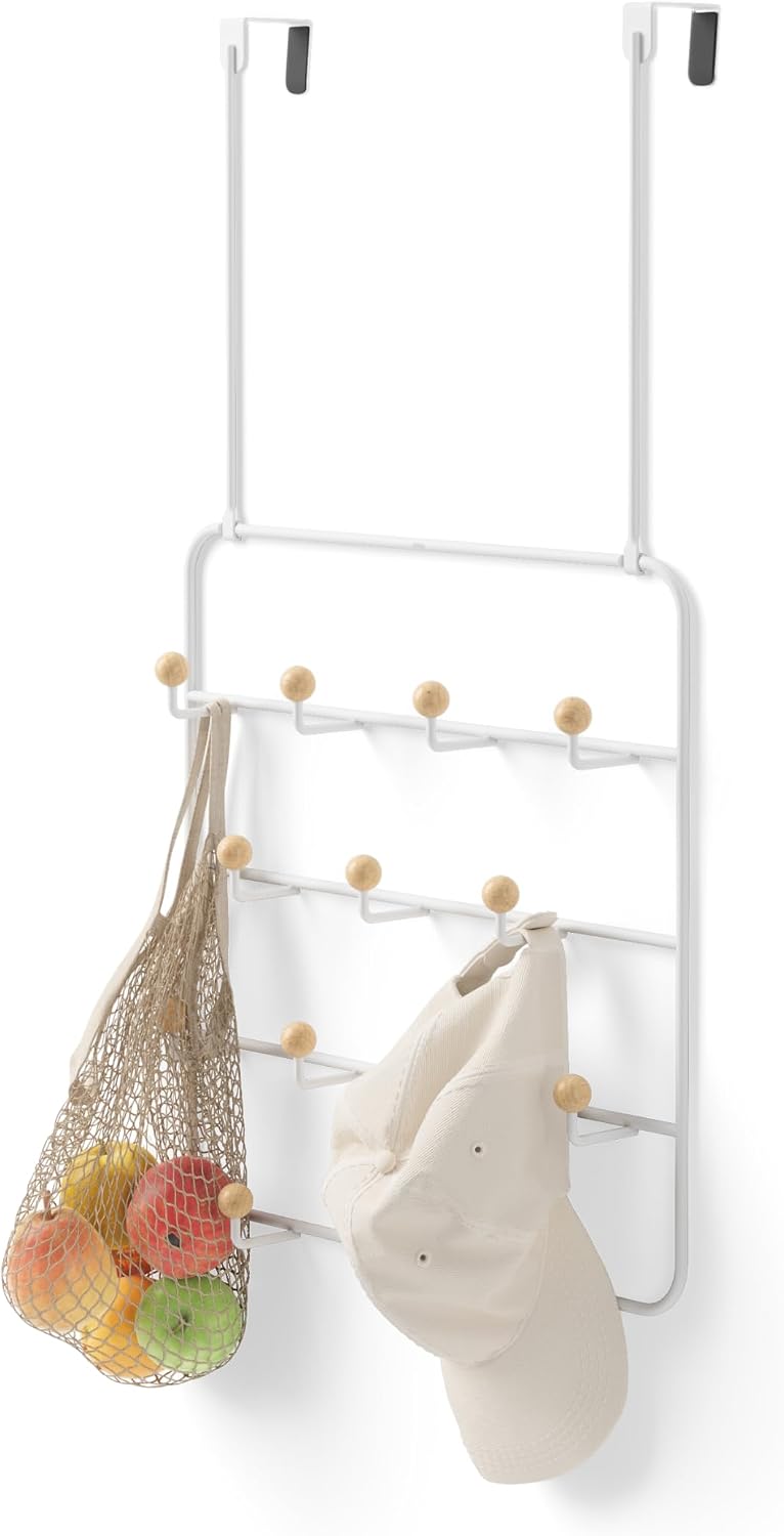 White Natural Multi Door Coat Rack