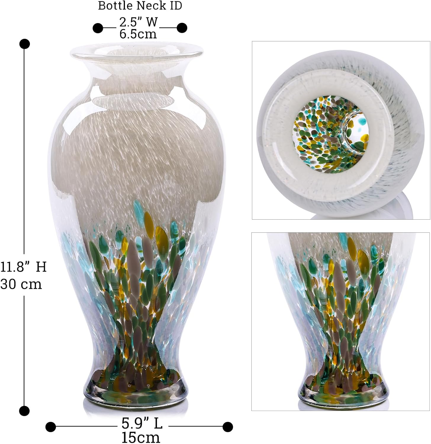 Tall Green Opaque Glass Vase