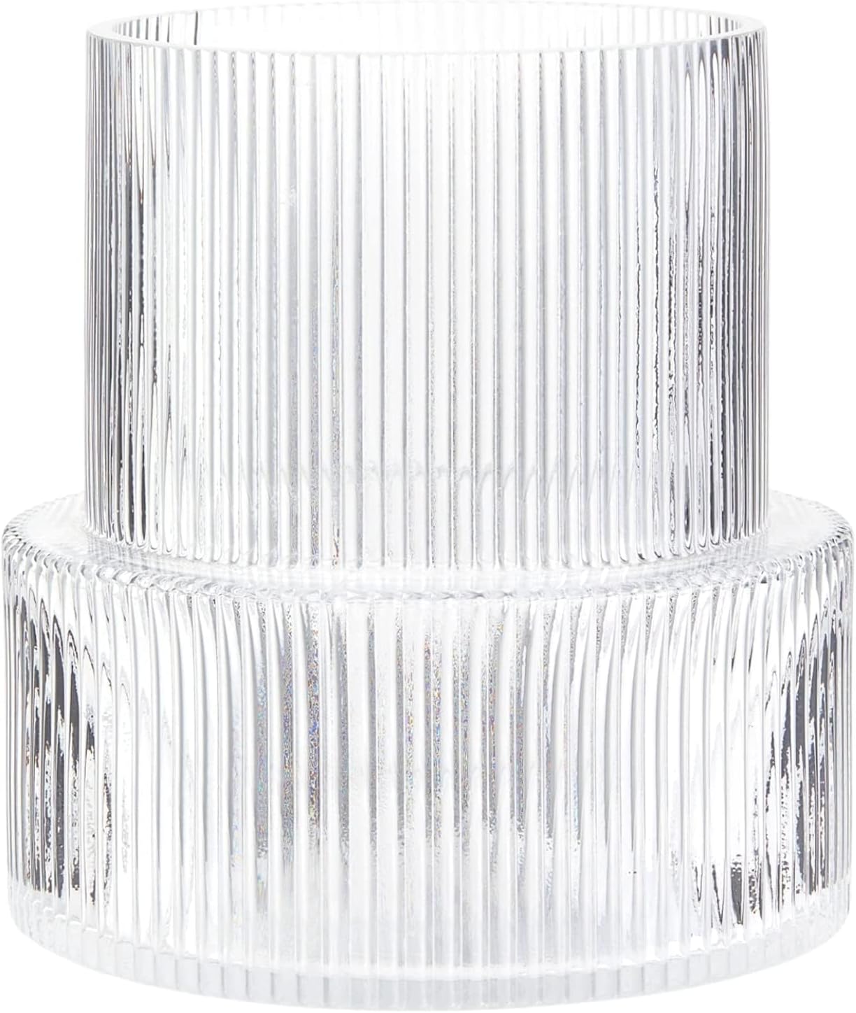 Clear Fluted Glass Flower Vase