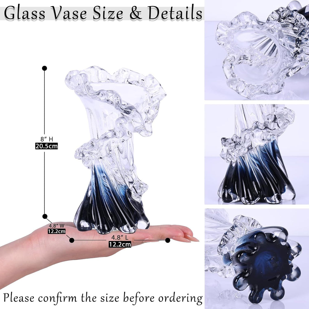 Ocean Blue Art Glass Decor Vase