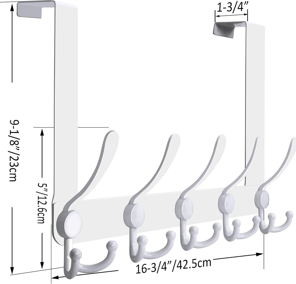 5 Tri Hooks White Door Hanger 2 Pack