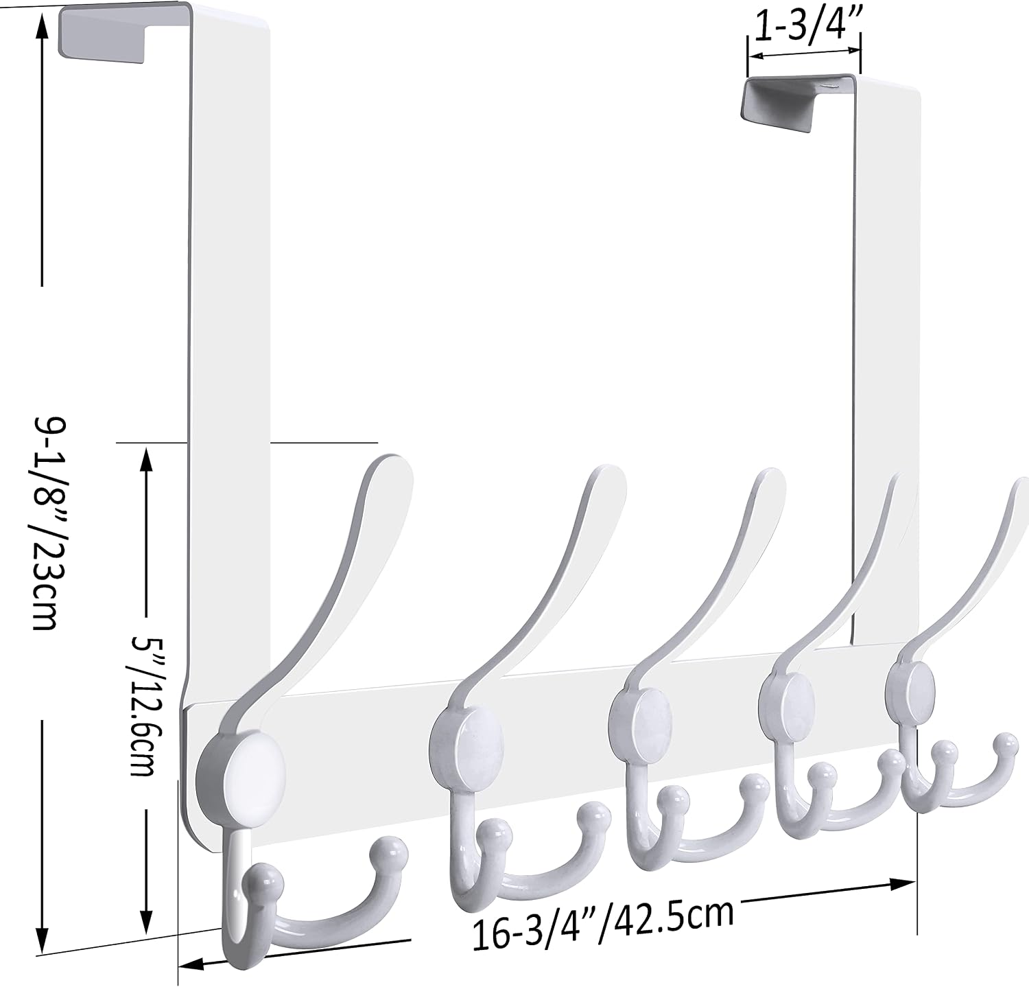 5 Tri Hooks White Door Hanger 2 Pack