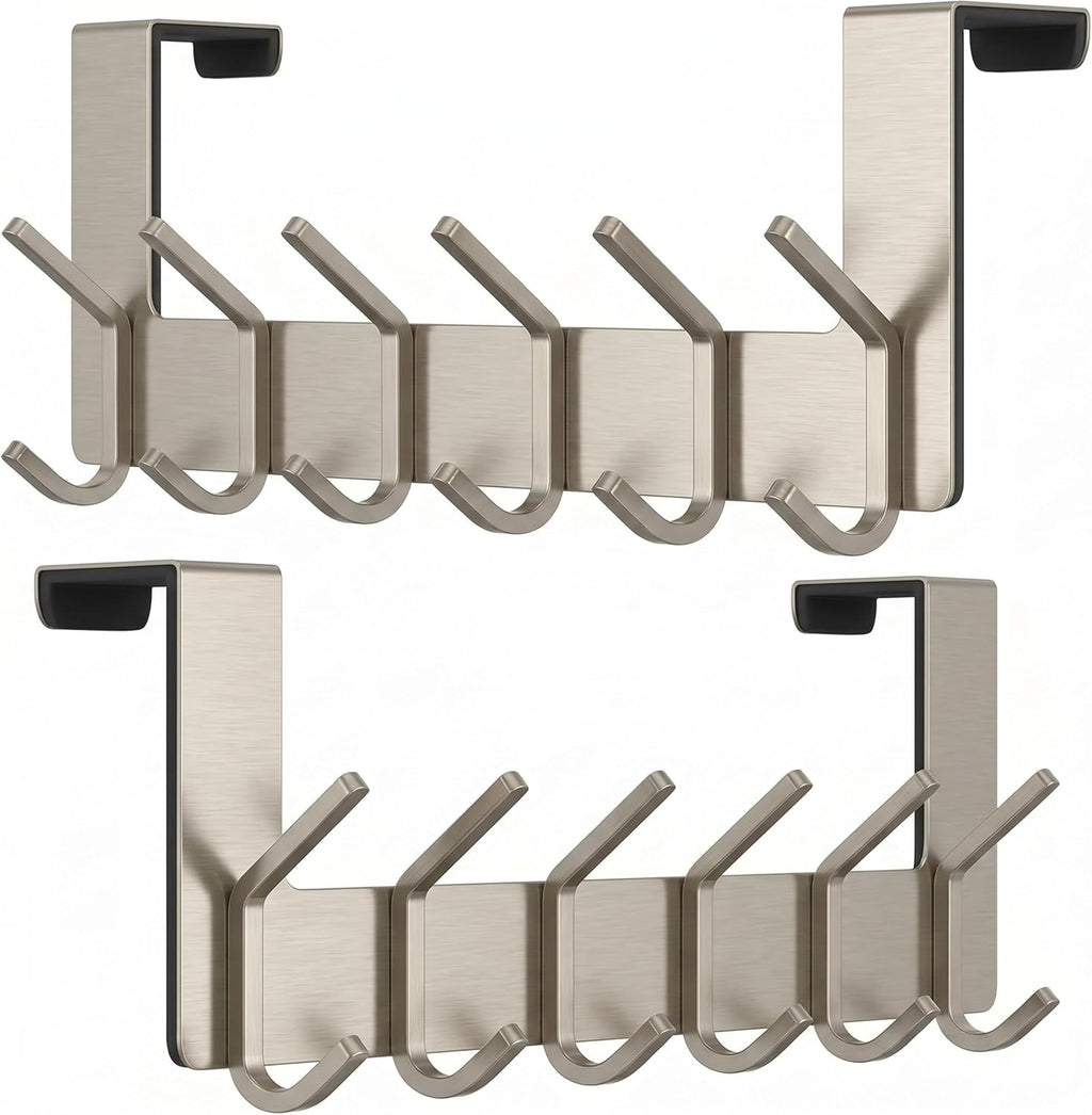 6 Double Hooks Nickel Door Hanger 2 Pack