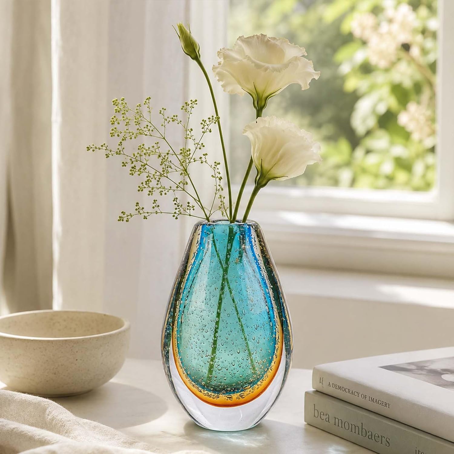 Green Modern Art Glass Flower Vase