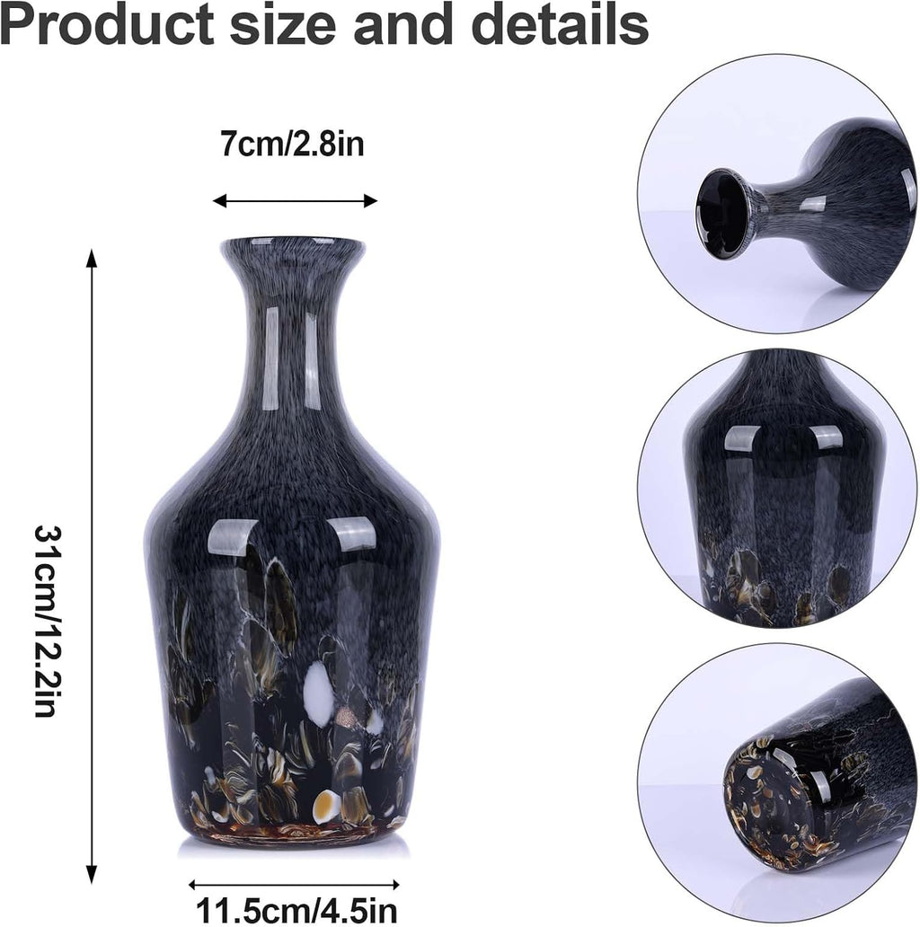 Gray Murano Style Bubble Glass Vase