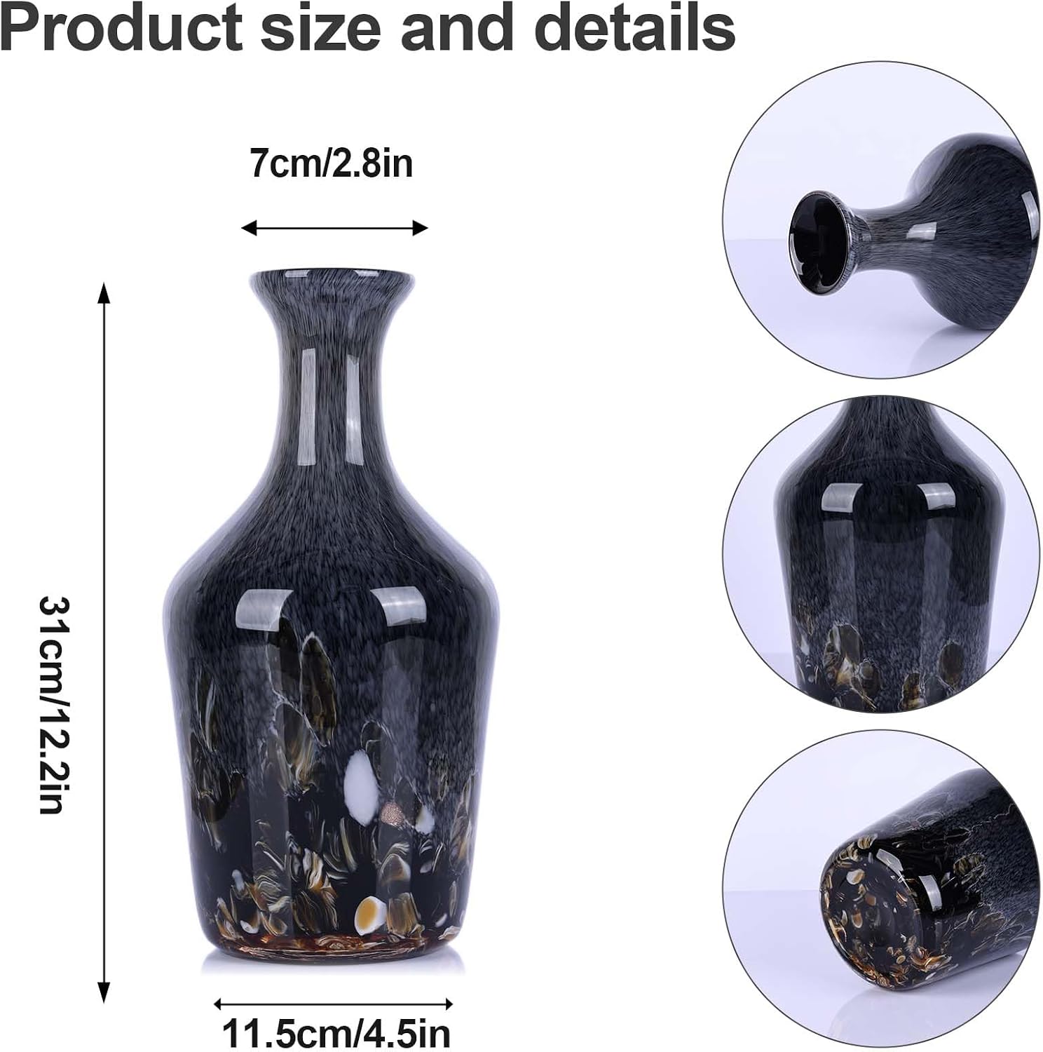 Gray Murano Style Bubble Glass Vase