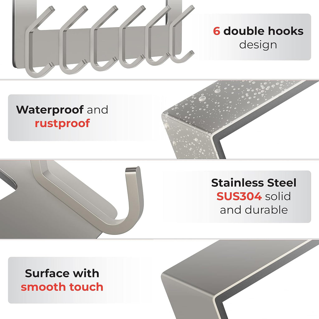 6 Double Hooks Nickel Door Hanger 2 Pack