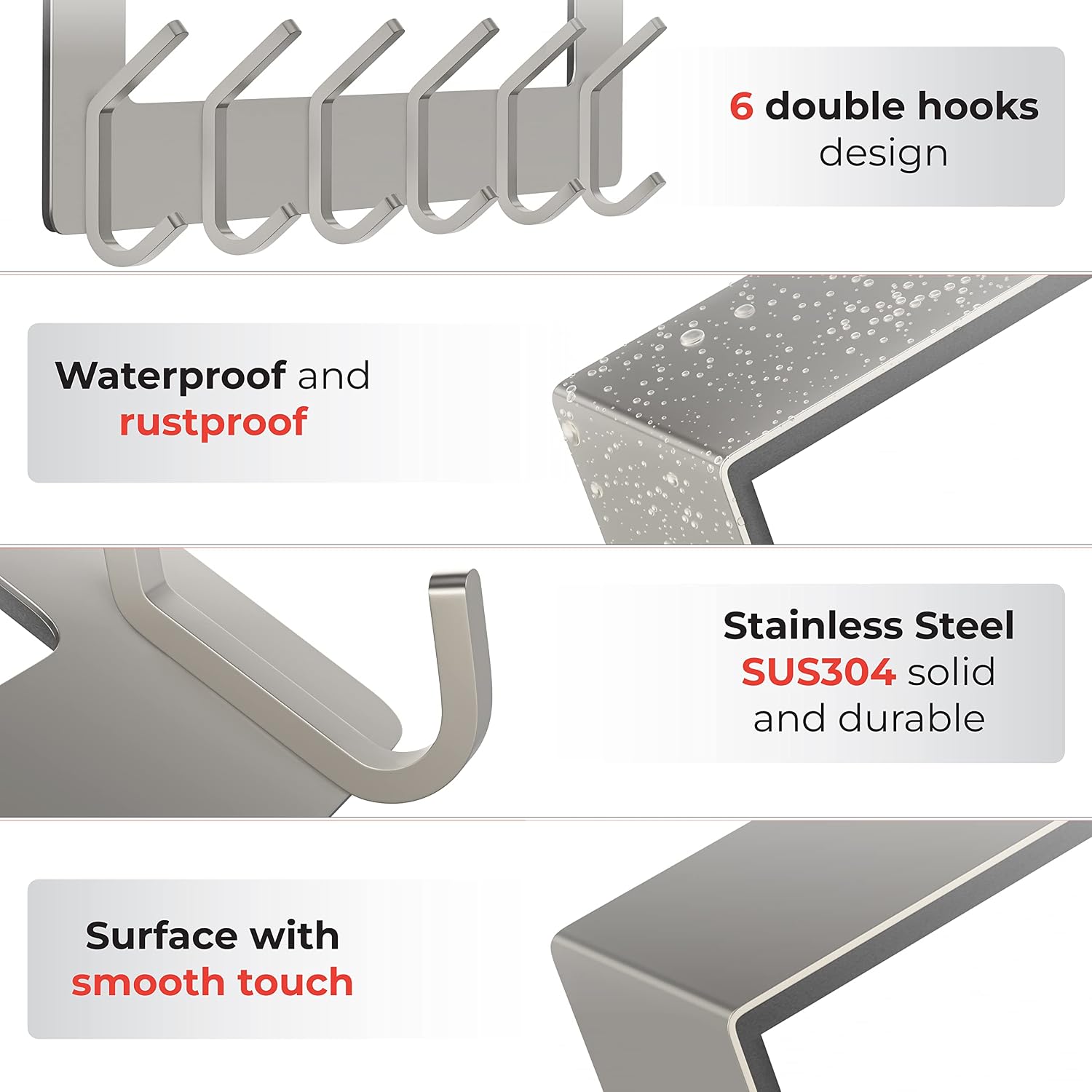 6 Double Hooks Nickel Door Hanger 2 Pack