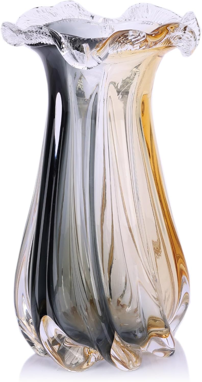 Amber Gradient Hand Blown Glass Vase