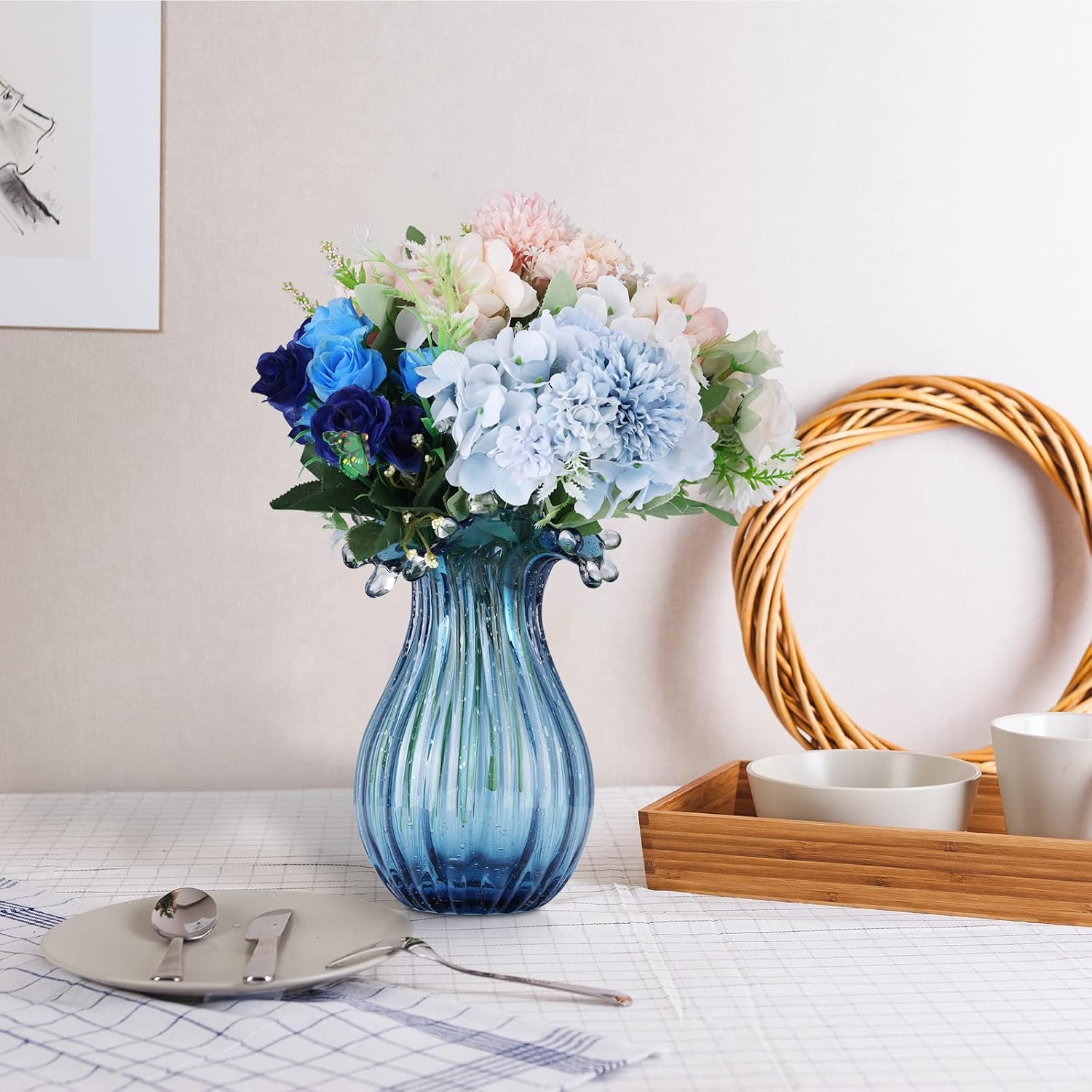 Blue Modern Art Decor Glass Vase