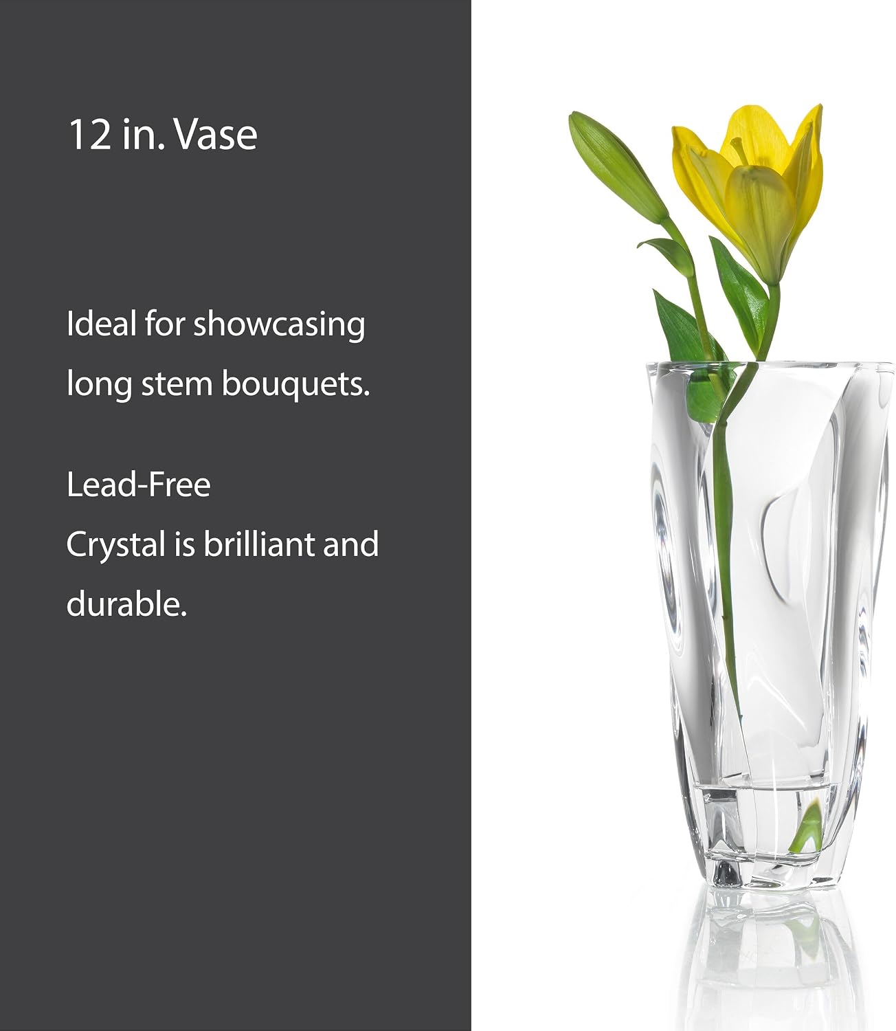 12 Inch Clear Crystal Flower Vase
