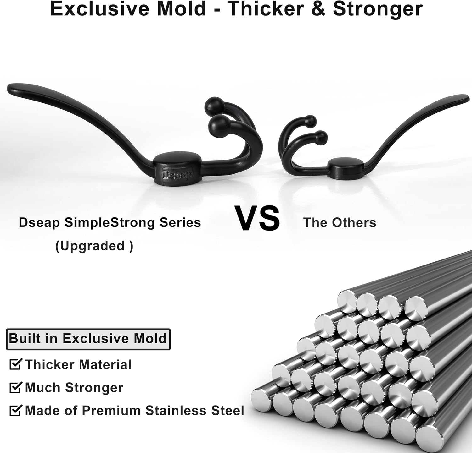 5 Tri Hooks Black Upgraded Door Hanger 2 Pack