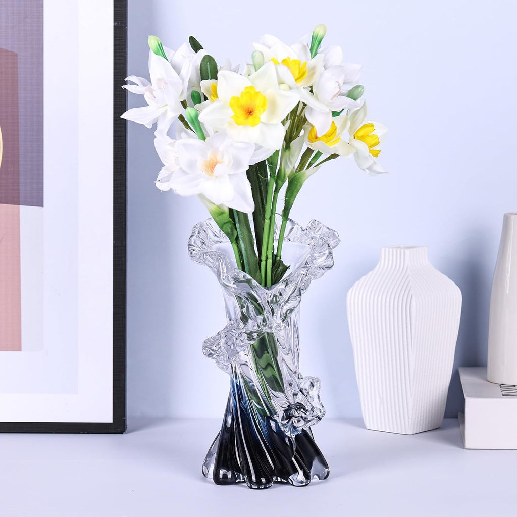 Ocean Blue Art Glass Decor Vase