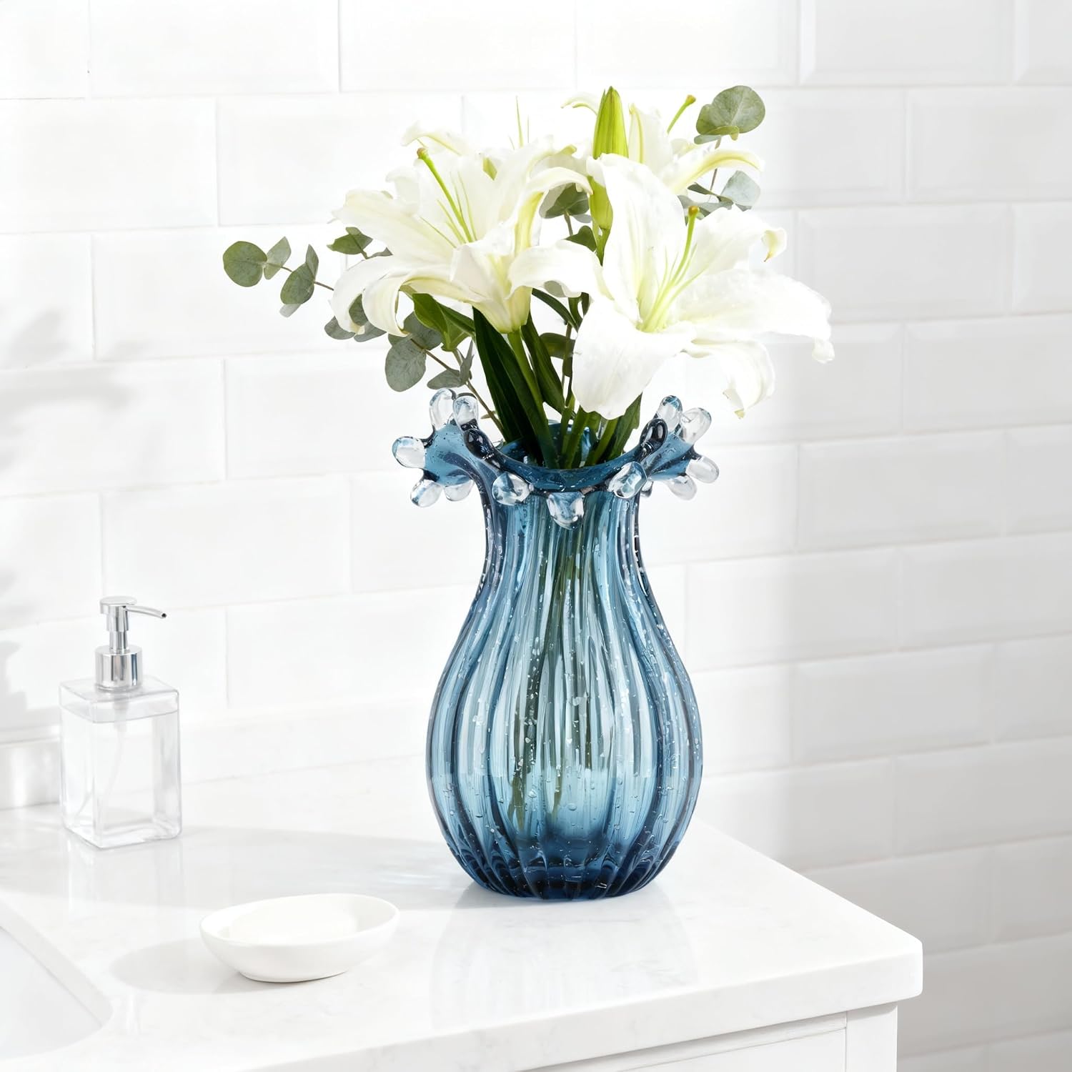 Blue Modern Art Decor Glass Vase