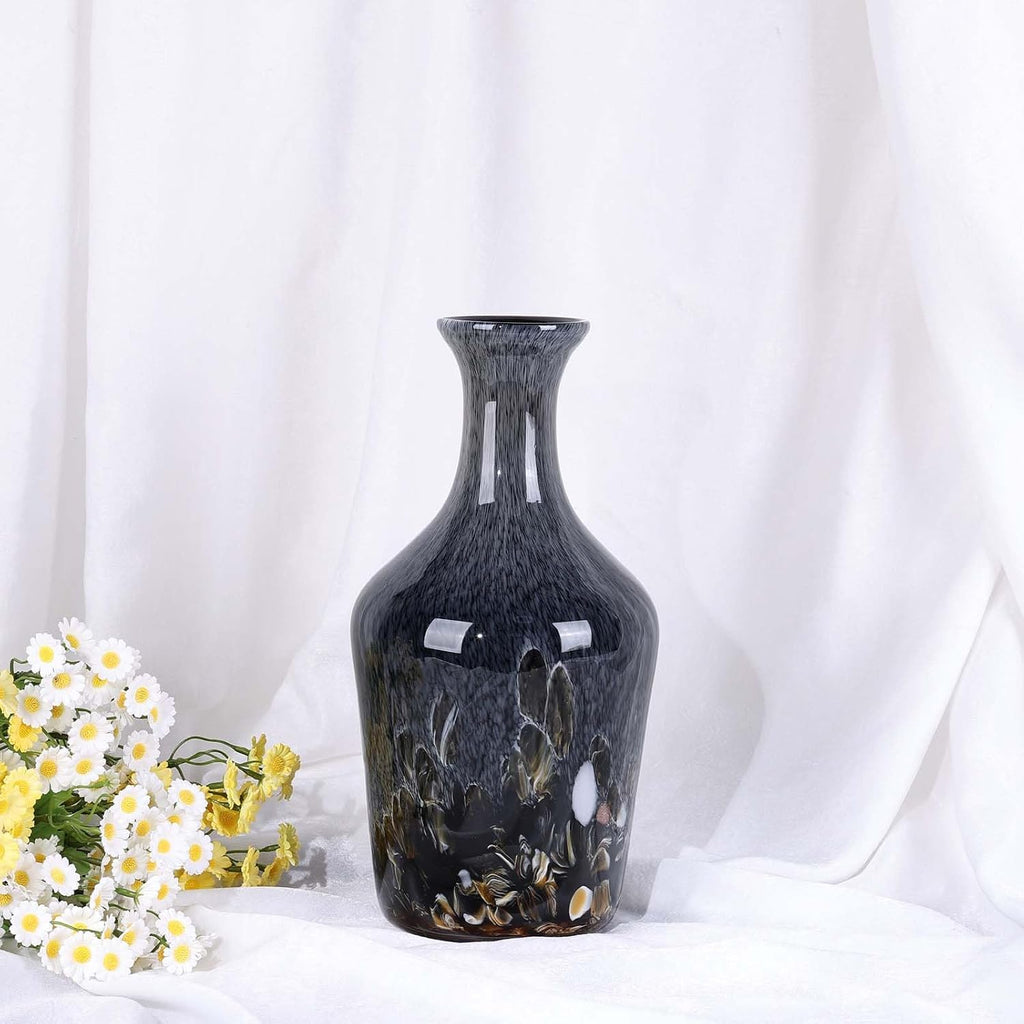 Gray Murano Style Bubble Glass Vase