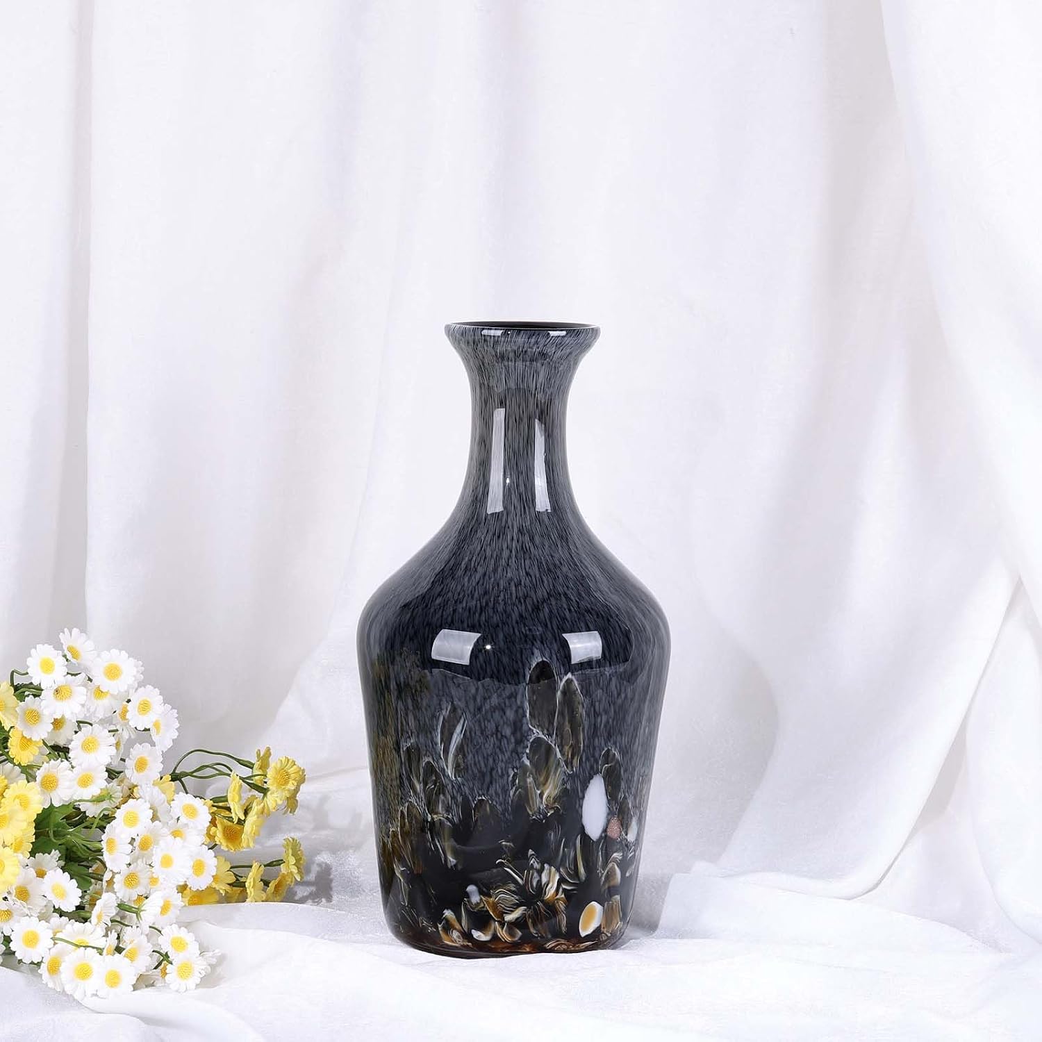 Gray Murano Style Bubble Glass Vase