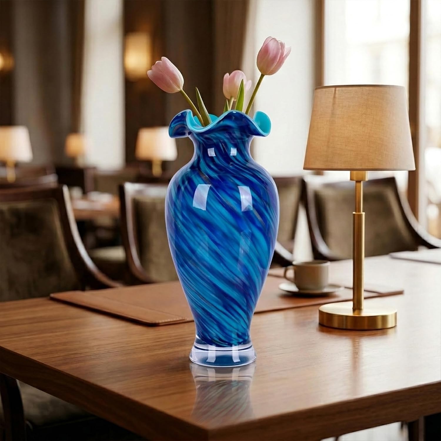 Tall Ruffle Glass Flower Vase