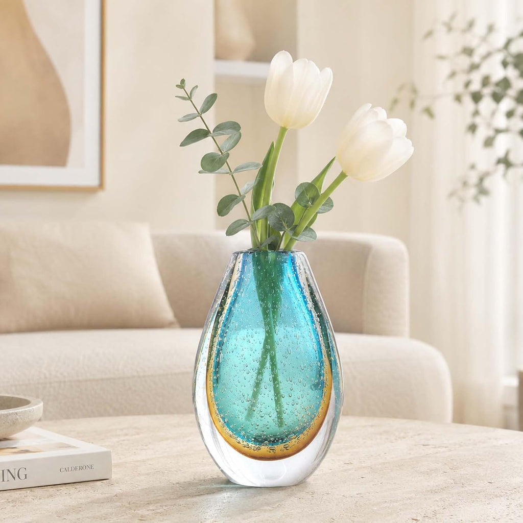 Green Modern Art Glass Flower Vase