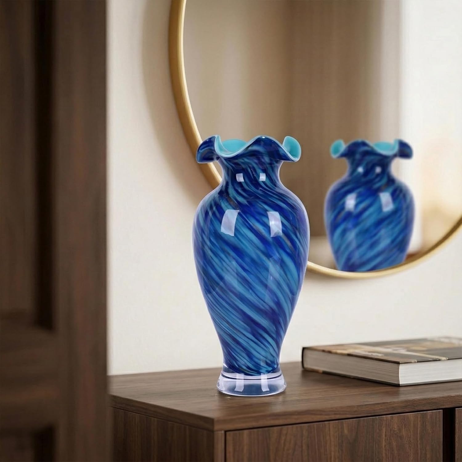 Tall Ruffle Glass Flower Vase