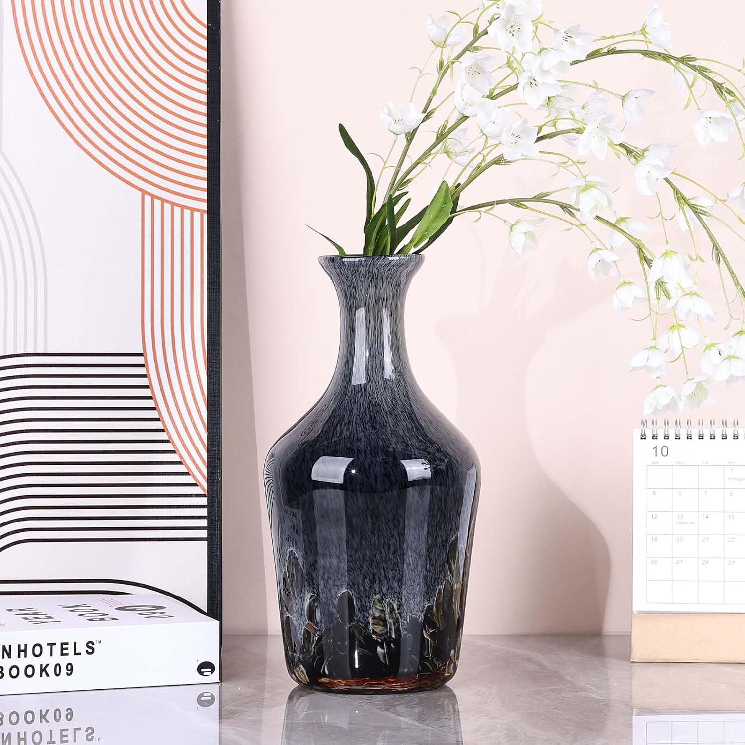 Gray Murano Style Bubble Glass Vase