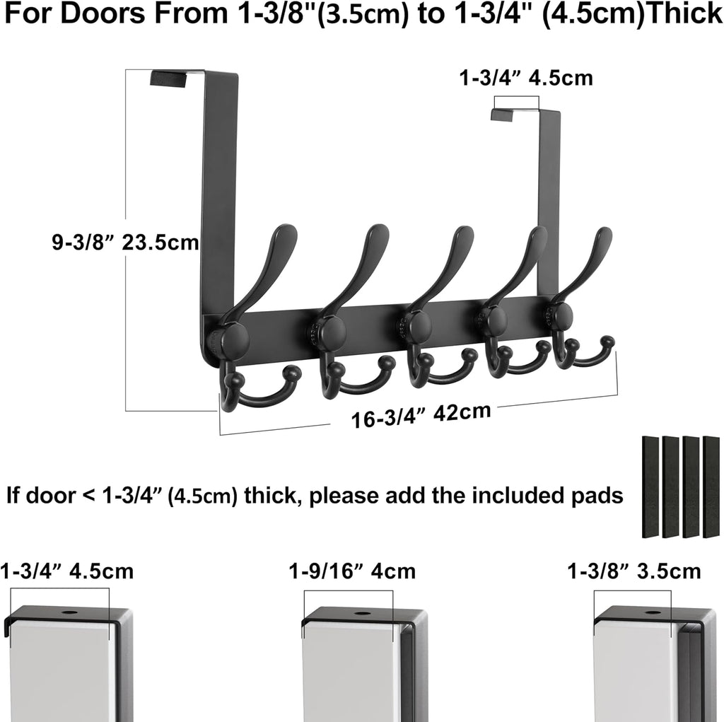 5 Tri Hooks Black Upgraded Door Hanger 2 Pack