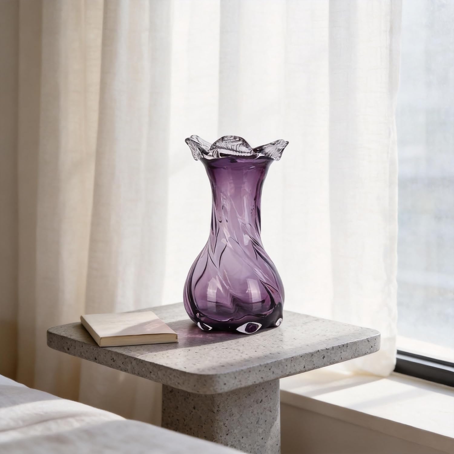 Purple Hand Blown Art Glass Vase
