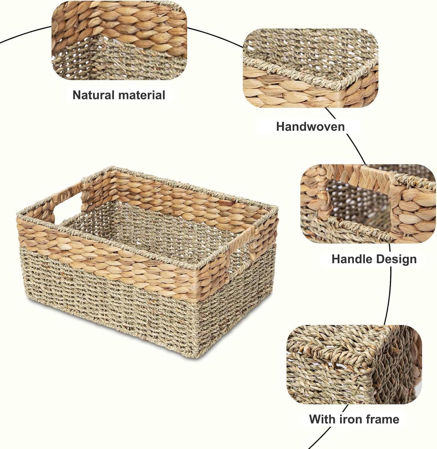 3 Pack Woven Storage Baskets