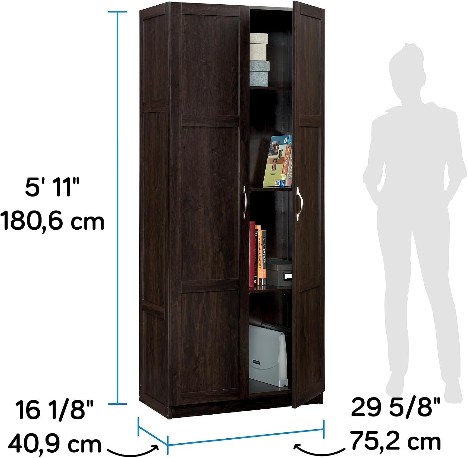 Cinnamon Cherry Tall Pantry Storage Cabinet