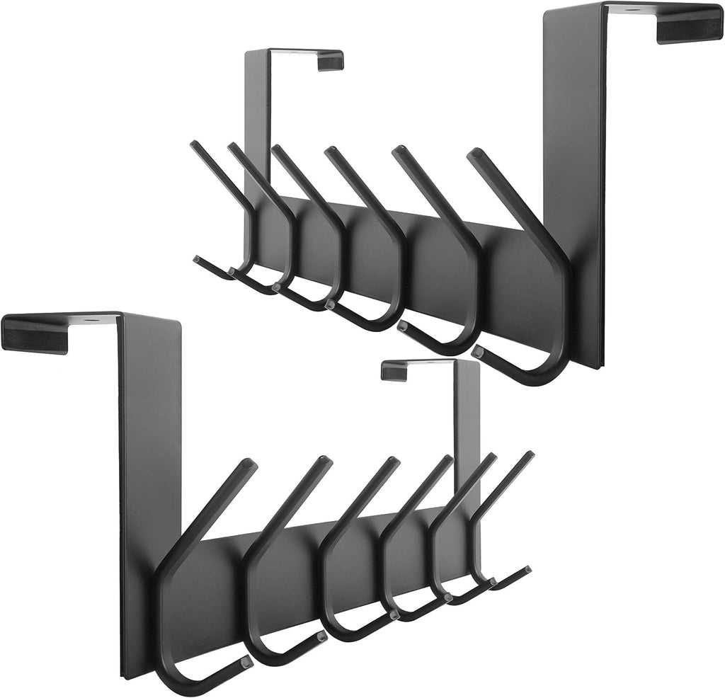 6 Hooks Black Door Hanger 2 Pack