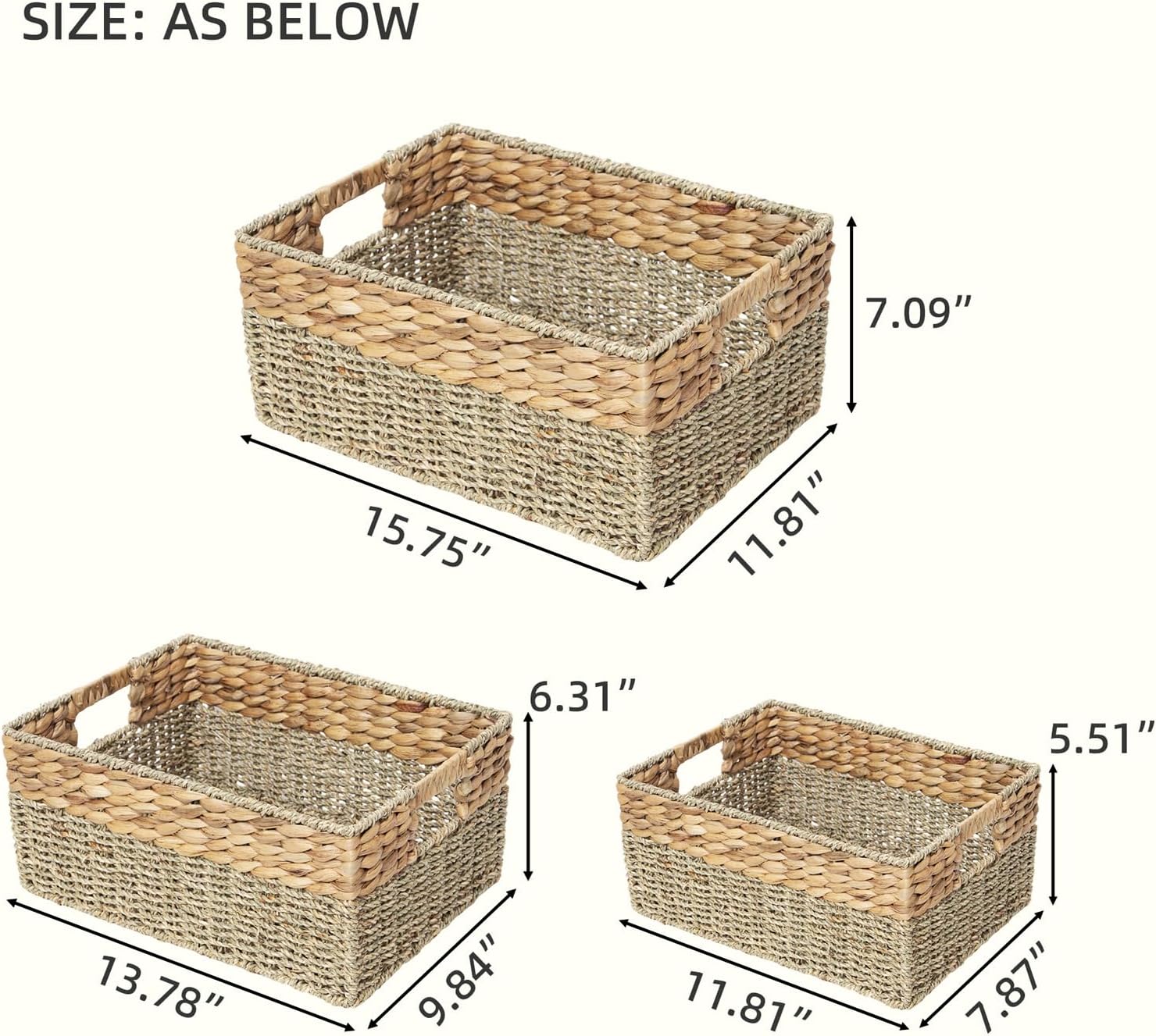 3 Pack Woven Storage Baskets