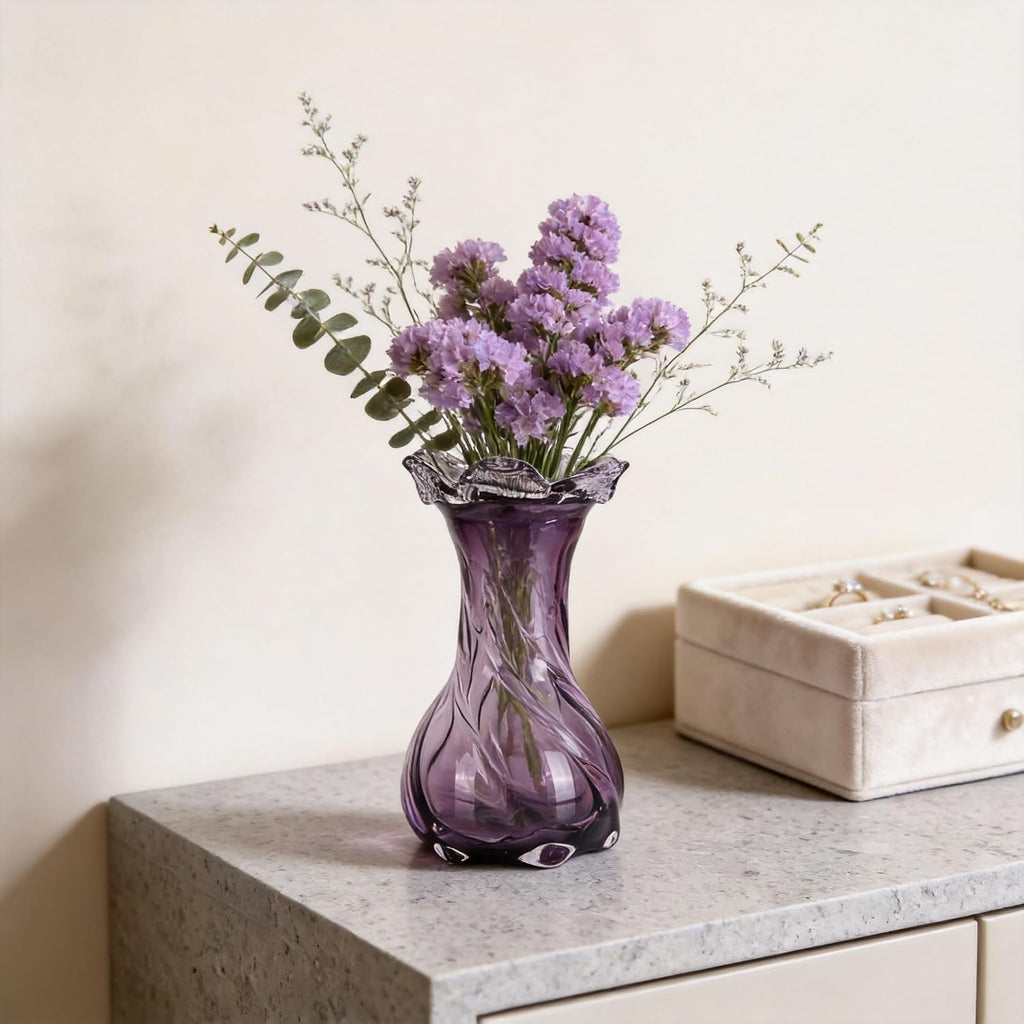 Purple Hand Blown Art Glass Vase