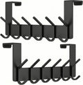 6 Double Hooks Black Door Hanger 2 Pack
