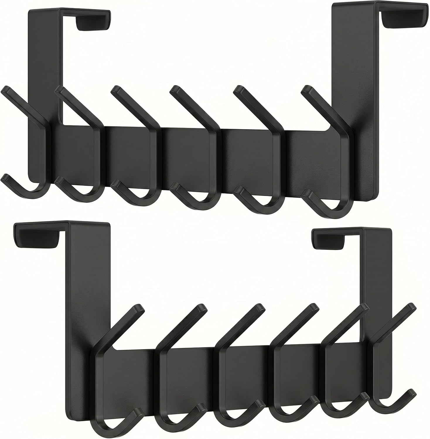 6 Double Hooks Black Door Hanger 2 Pack