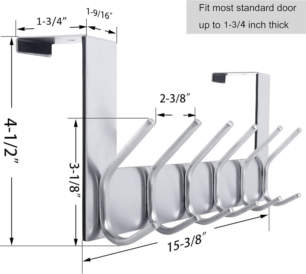 6 Hooks Silver Door Hanger 2 Pack