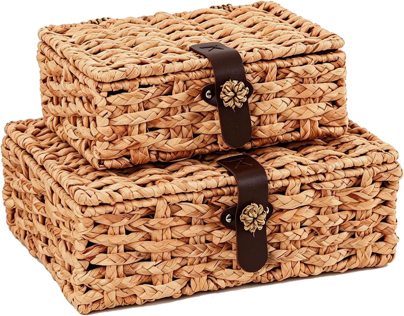Rectangular Seagrass Baskets with Lids 2 Pack