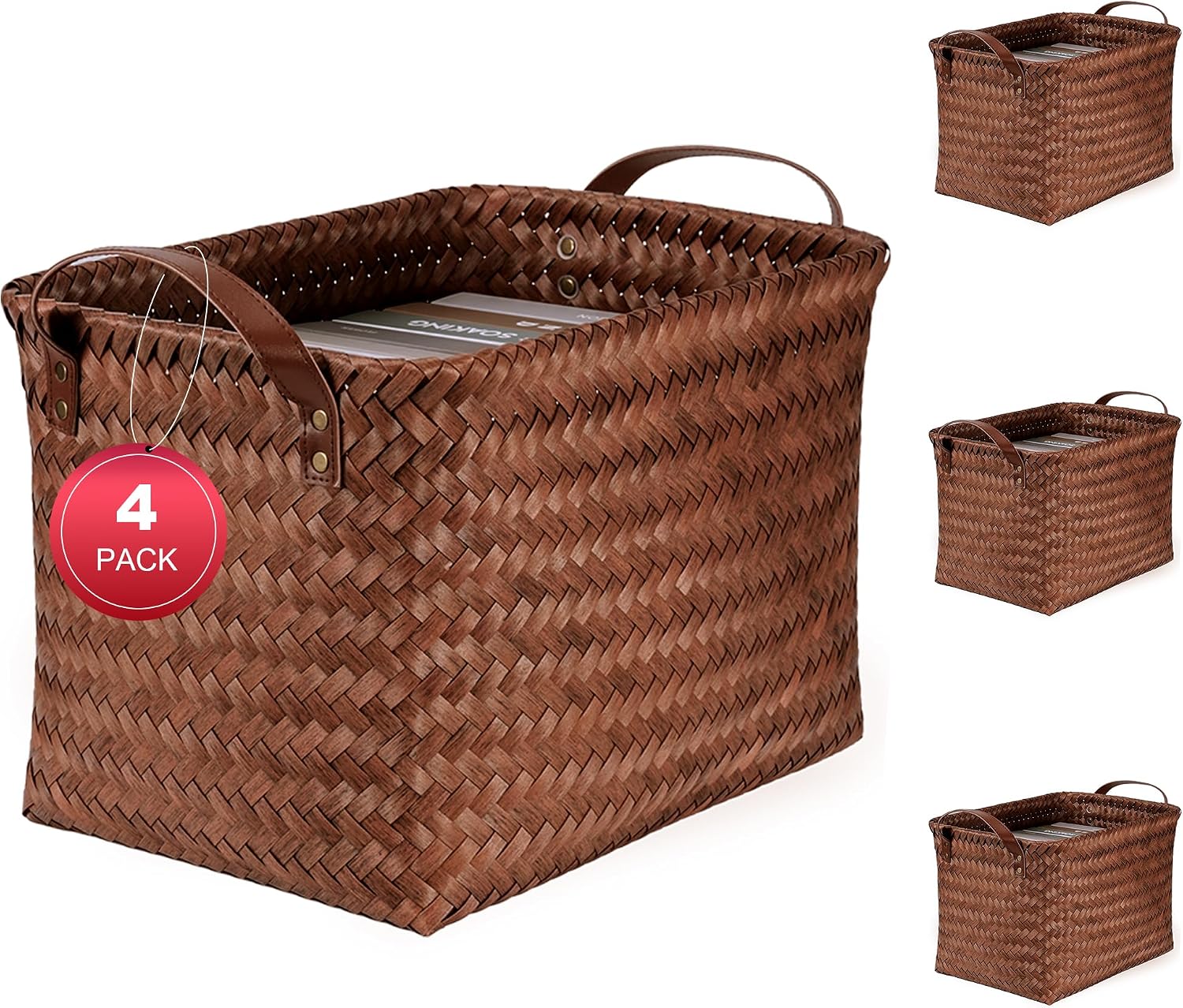 15L Brown Waterproof Storage Bins 4 Pack