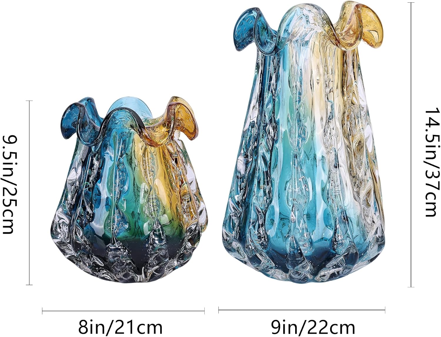 Colorful Gradient Art Glass Flower Vase