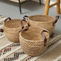3 Pack Round Seagrass Storage Baskets