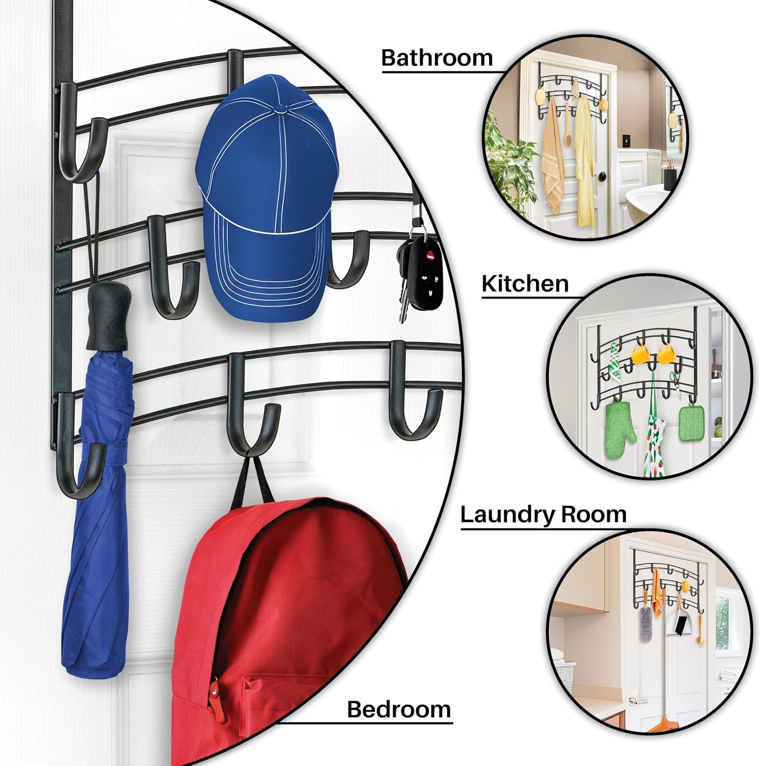 14 Hooks Black Door Hanger