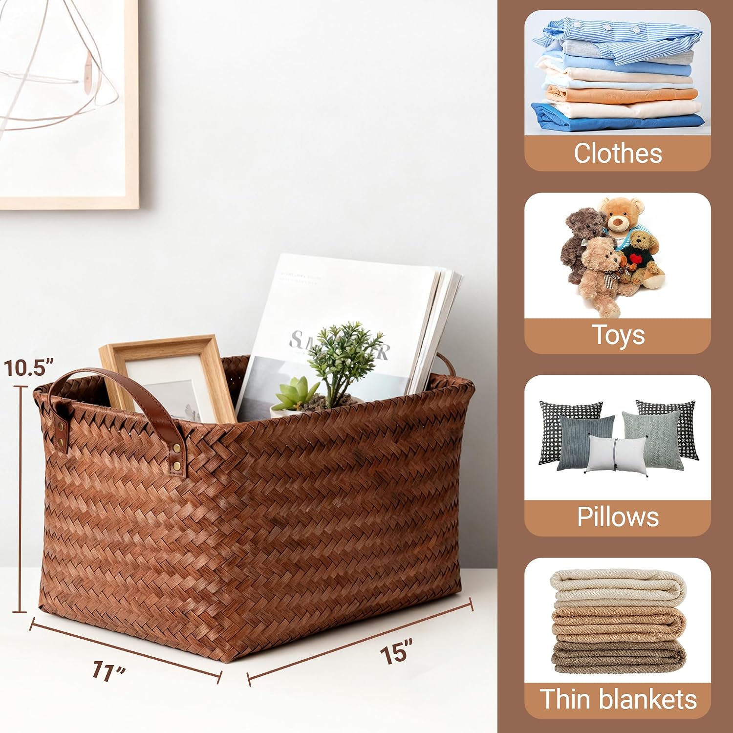15L Brown Waterproof Storage Bins 4 Pack