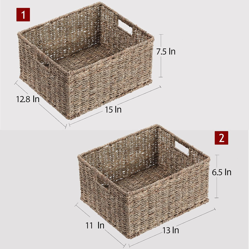 Large Seagrass Storage Baskets 2 Pack Natural