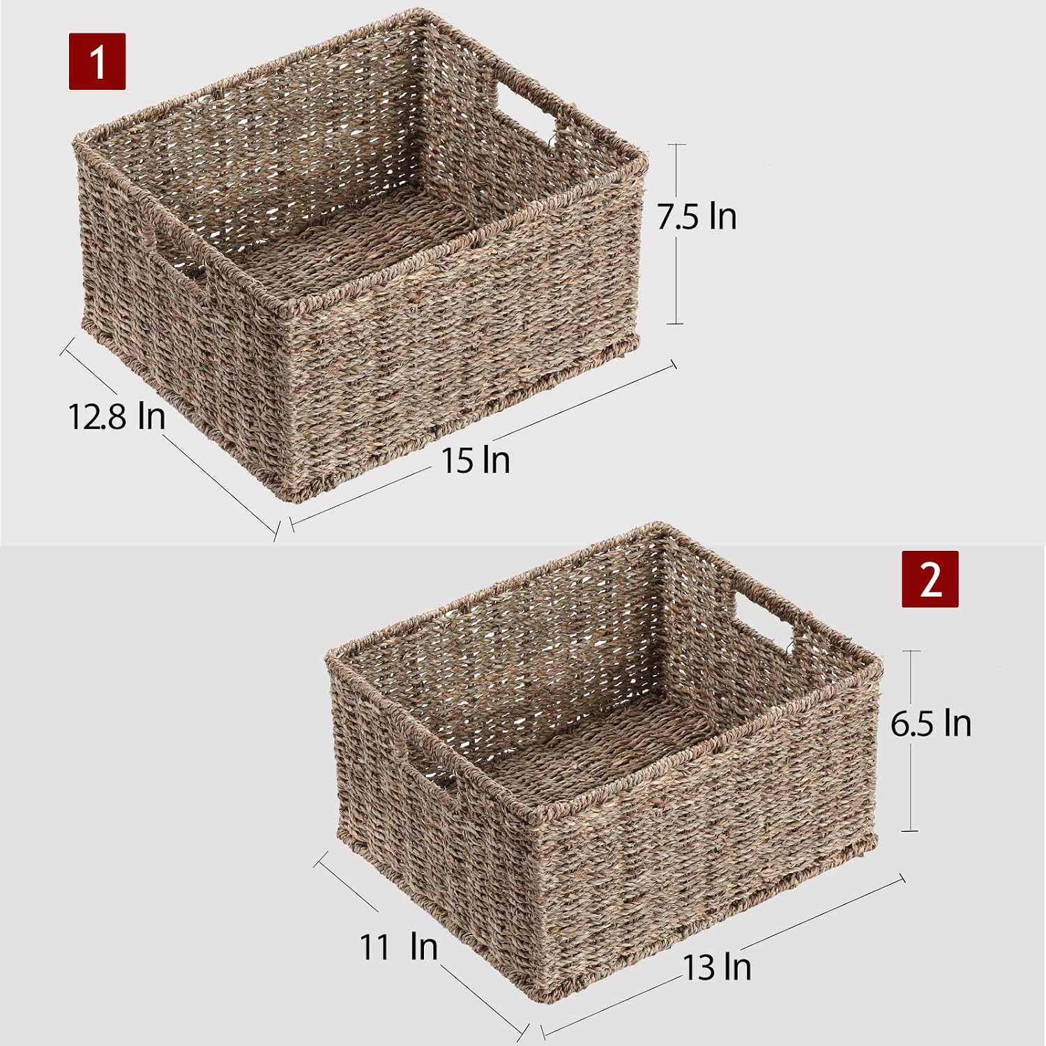Large Seagrass Storage Baskets 2 Pack Natural