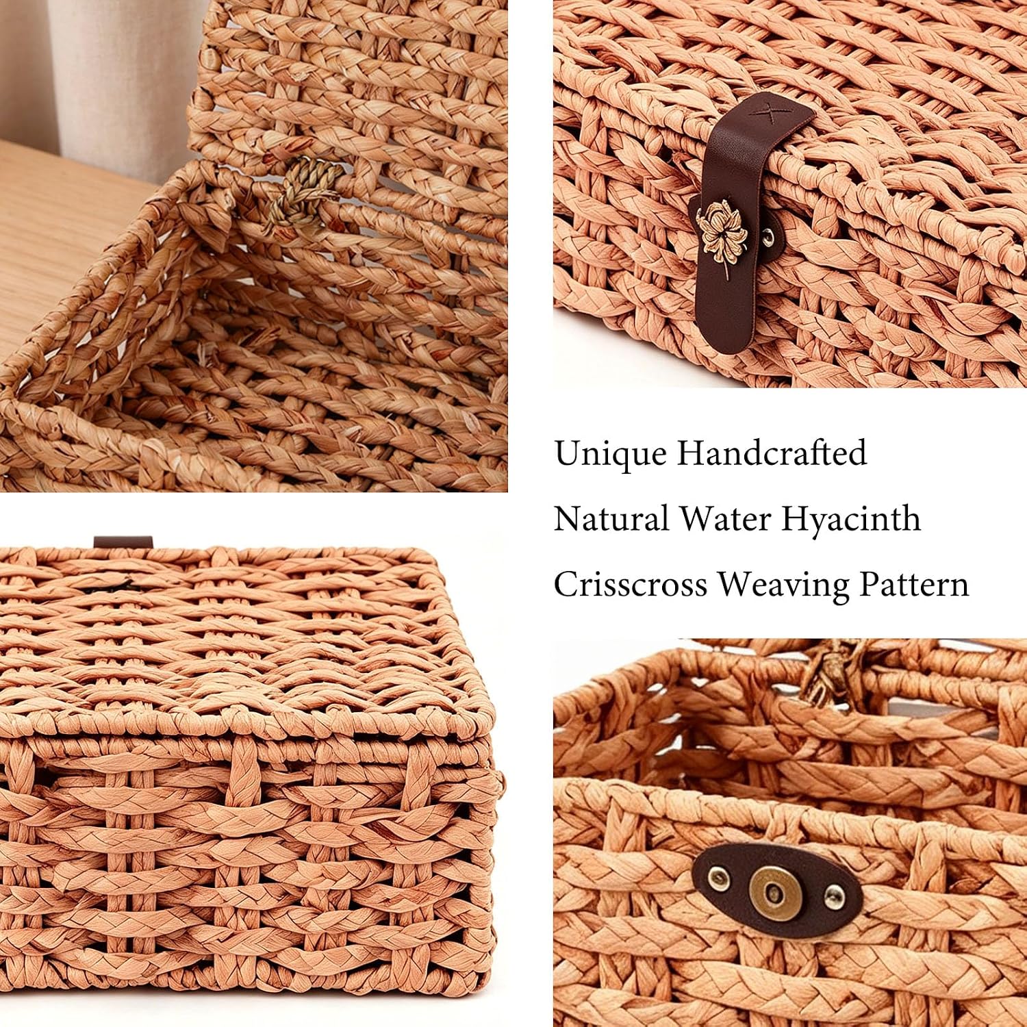 Rectangular Seagrass Baskets with Lids 2 Pack