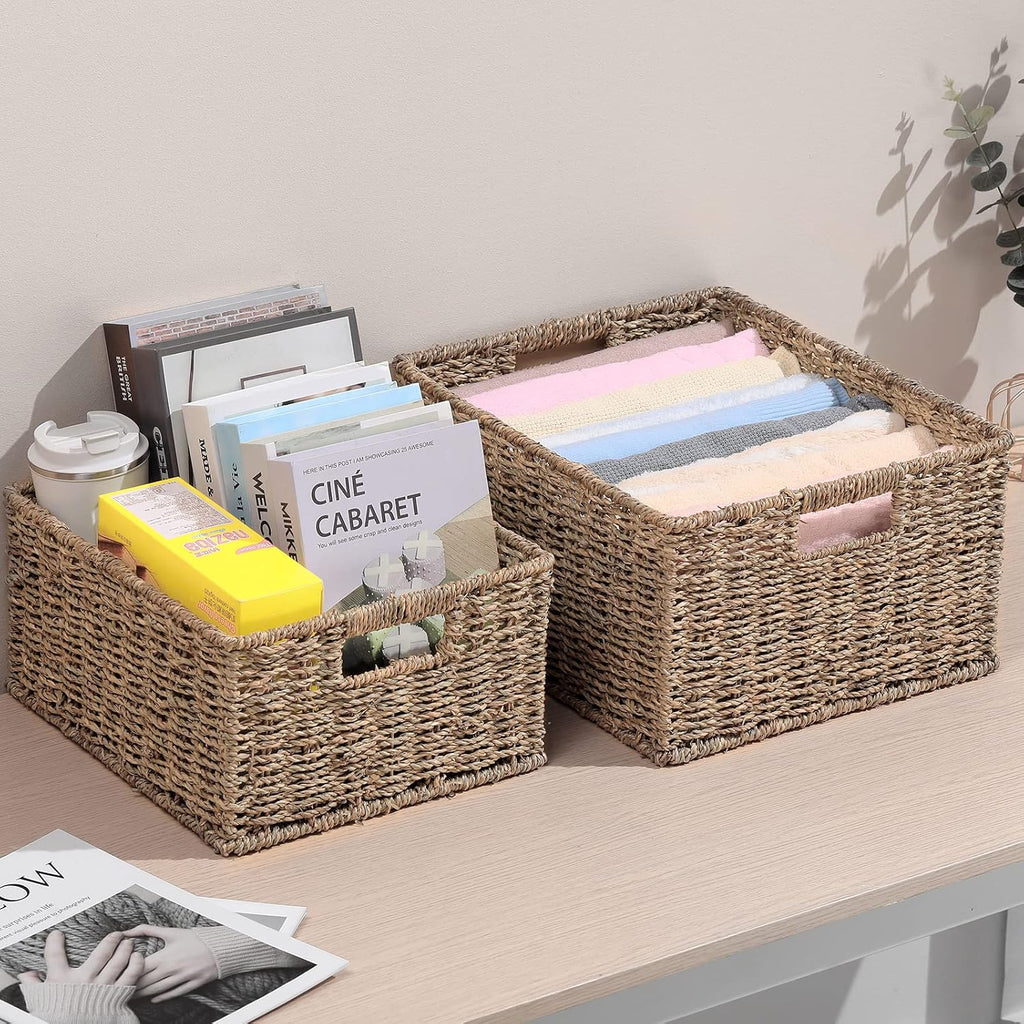 Large Seagrass Storage Baskets 2 Pack Natural