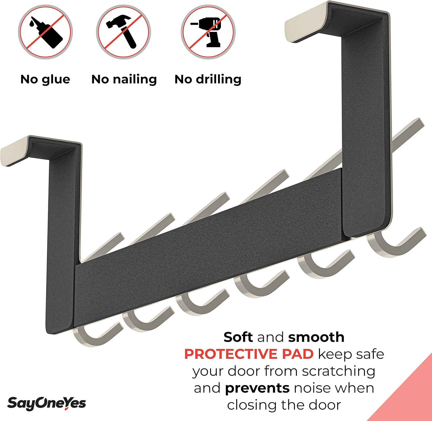6 Double Hooks Nickel Door Hanger 2 Pack